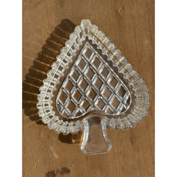 Set Of 3 Poker Bridge Card‎ Suit Crystal Glass Ashtrays Clear Spade Heart Club - Picture 10 of 10